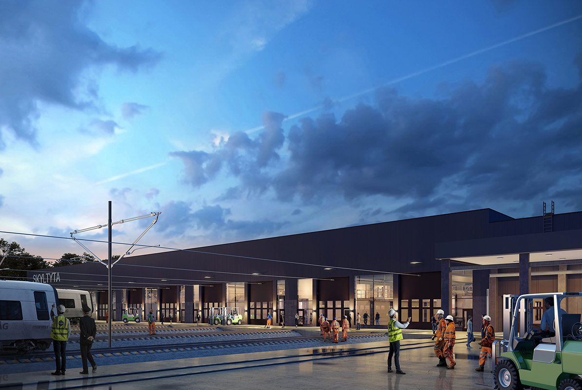 Öresundstågens nya depå i Kärråkra, Hässleholm. Illustration: Uulas arkitekter