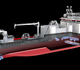 ABB:s nya kabelläggningsfartyg, av typen Salt 306 CLV. Illustration: ABB.