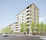 Peab bygger 200 nya lägenheter i projektet Möbelsnickaren åt Tornet i stadsdelen Munkebäck. Illustration: Peab