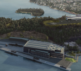 Nya kajanläggningen på marinbasen i Haakonsvern, Bergen. Illustration: Forsvarsbygg