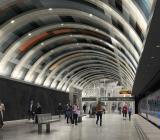 Tunnelbanestationen Arenastadens plattformsrum. Illustration: Region Stockholm/&Rundquist