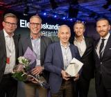 Rickard Dittlau, Försäljningsdirektör Elektroskandia, Magnus Sandberg, vd MP bolagen Industri AB, Evert Karlsson, Koncernchef MP bolagen i Vetlanda AB, Anders Nordlöw, vd Elektroskandia och Michael Almqvist Masior, Marknadsdirektör Elektroskandia, på Elektroskandias leverantörsträff 2023. Foto: Elektroskandia