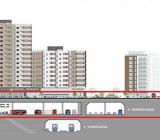 Gestaltning av Nackas nya mötesplats efter utbyggnaden av tunnelbanan. Illustration: ÅF