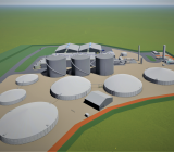 Gasums nya biogasanläggning i Götene. Illustration: Gasum
