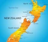 Karta Nya Zeeland. Illustration: Colourbox