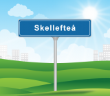 Ortsskylt för Skellefteå. Illustration: Colourbox