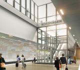 Visualisering av nya Station Korsvägen. Illustration: White Arkitekter