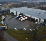 Transport från Hagers tyska centrallager på väg in till samarbetspartnern Kerry Logistics 3PL-anläggning i Borås. Foto; Hager