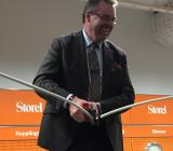 Rexels Sverige- och Nordenchef Joakim Forsmark inviger Storels nya flaggskeppsbutik på Kungsholmen i Stockholm i oktober 2016. Foto: Rexel
