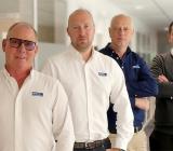 Mats Magnusson, divisionschef säkerhet, Mathias Asp, försäljningschef säkerhet, Henrik Bååge, distriktssäljare region mitt, och Patrik Lindmark, distriktssäljare region väst. Foto: Rexel