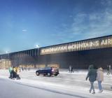 Skiss över nya terminalbyggnaden vid Scandinavian Mountains Airport. Illustration: Peab