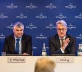 Villeroy & Bochs finansdirektör Markus Warncke (t v) och koncernchefen Frank Göring vid torsdagens rapportkonferens. Foto: Villeroy & Boch