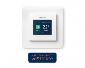Ebecos wifi-förberedda golvvärmetermostad EB-Therm 500, som lanserades hösten 2019. Foto: Ebeco