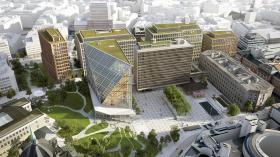 Visualisering av det nya regeringskvarteret i Oslo. Illustration: Team Urbis Visualisering av det nya regeringskvarteret i Oslo. Illustration: Team Urbis