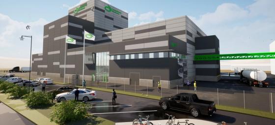 Lantmännens nya anläggning i Lidköping. Illustration: Lantmännen