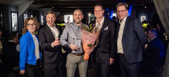 Prisutdelningen av Årets leverantör Sonepar Sverige 26-02-12. Från vänster till höger; Anette Karhu, Anders Nordlöw, Sebastian Jonson, Mikael Bill, Rickard Dittlau