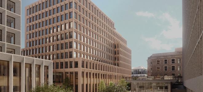 En del av det nya norska regeringskvarteret. Illustration: Skanska