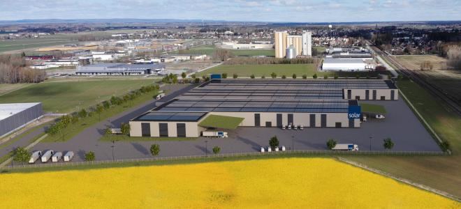 Solars nya logistikcenter i Kumla. Illustration: Solar