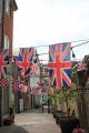 Brittiska flaggor i byn Shaftesbury i England. Foto: Colourbox
