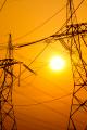 Kraftnät i solnedgång. Foto: Colourbox